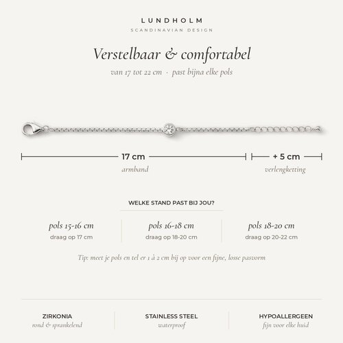 Lundholm Anah – Minimalistische Armband met Zirkonia Dames – Zilverkleurig