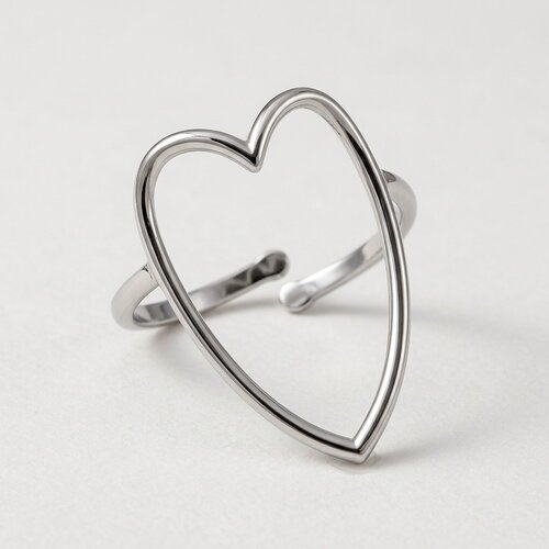 Lundholm Joliene – Ring met Groot Hart en Agaat – Zilverkleurig