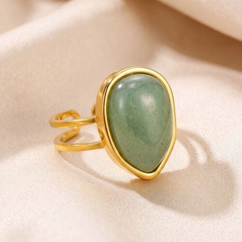 Lundholm Rosan – Adjustable Statement Ring with Natural Stone – Tiger's Eye – Gold-Tone Lundholm Rosan – Adjustable Statement Ring with Natural Stone – Tiger's Eye – Gold-Tone