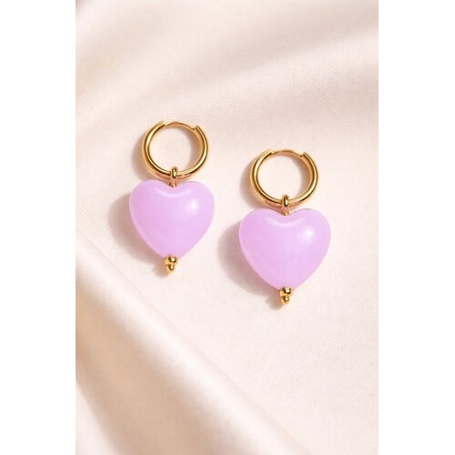 Lundholm Merle – Earrings with Heart Pendant for Women – Pink