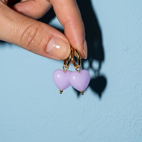Lundholm Merle – Earrings with Heart Pendant for Women – Pink