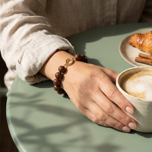 Lundholm Helsinki – Kralen Armband Dames met Bedel – Donkerbruin Lundholm Helsinki – Kralen Armband Dames met Bedel – Donkerbruin