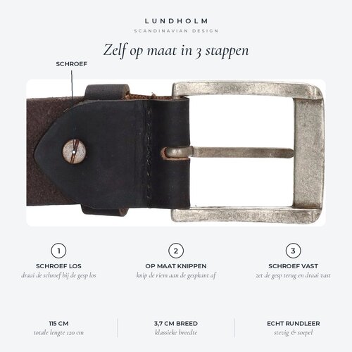 Lundholm Leren Riem Heren 115 cm – Zwart Lundholm Leren Riem Heren 115 cm – Zwart