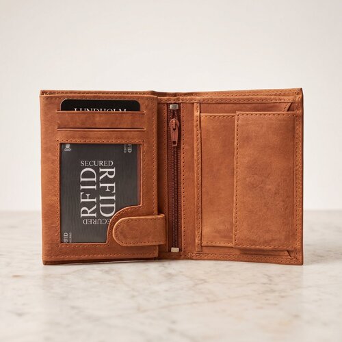 Lundholm Heren Portemonnee Echt Rundleer met RFID 12 Pasjes – Cognac Lundholm Heren Portemonnee Echt Rundleer met RFID 12 Pasjes – Cognac