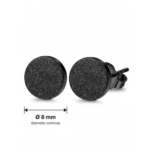 Lundholm Lundholm Storm Oorknopjes Heren Zwart – Matte Ronde Oorbellen 8 mm Frosted – Premium Stainless Steel Zwart – Stoere Mannen Oorstekers Studs