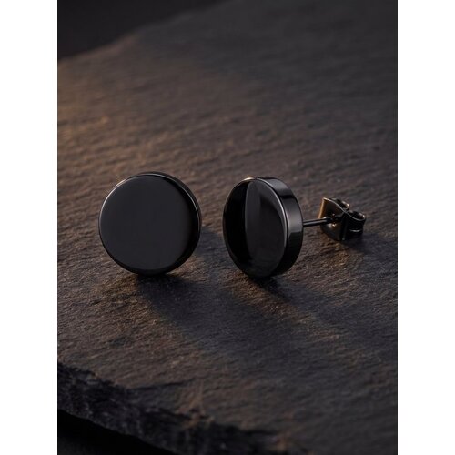 Lundholm Lundholm Axel Oorknopjes Heren Zwart – Platte Ronde Oorbellen 8 mm Gepolijst – Premium Stainless Steel Zwart