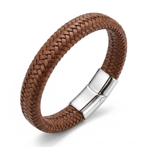 Lundholm Lars – Heren Armband van Gevlochten Leer – Bruin Lundholm Lars – Heren Armband van Gevlochten Leer – Bruin