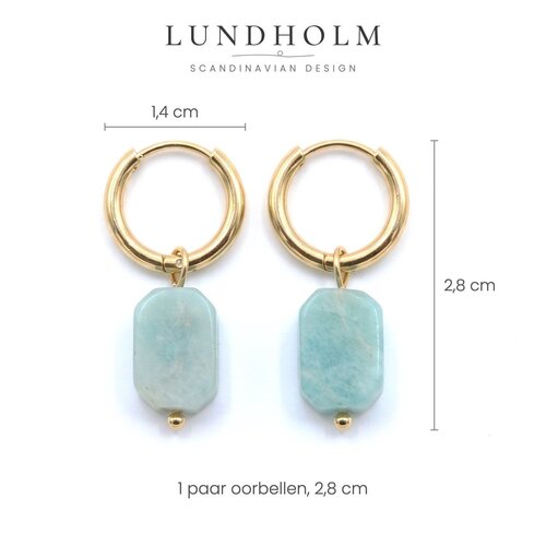 Lundholm Agneta – Oorringen met Natuursteen Hanger – Amazoniet – Goudkleurig Lundholm Agneta – Oorringen met Natuursteen Hanger – Amazoniet – Goudkleurig