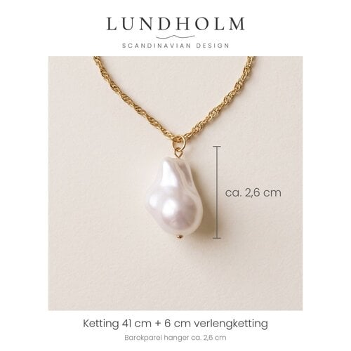 Lundholm Lundholm Noelle Parelketting Dames Goudkleurig - Ketting met Grote Barokparel Hanger - Gedraaide Schakelketting - Gold Plated - Statement Parel Ketting Goud - Cadeau voor Haar Lundholm Lundholm Noelle Parelketting Dames Goudkleurig - Ketting met Grote Barokparel Hanger - Gedraaide Schakelketting - Gold Plated - Statement Parel Ketting Goud - Cadeau voor Haar