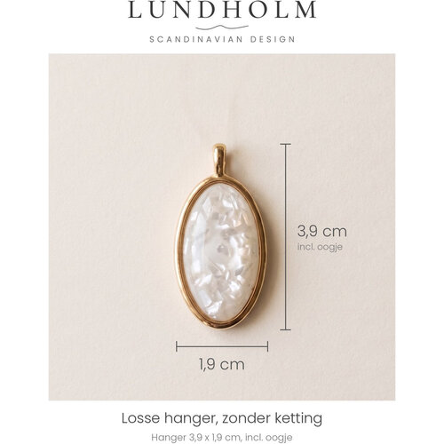 Lundholm Lundholm Beatrice Parelmoer Hanger Goudkleurig - Losse Ovale Hanger voor Ketting - Parelmoer Bedel 39 x 19 mm - Premium Stainless Steel Gold Plated - Hypoallergeen Lundholm Lundholm Beatrice Parelmoer Hanger Goudkleurig - Losse Ovale Hanger voor Ketting - Parelmoer Bedel 39 x 19 mm - Premium Stainless Steel Gold Plated - Hypoallergeen