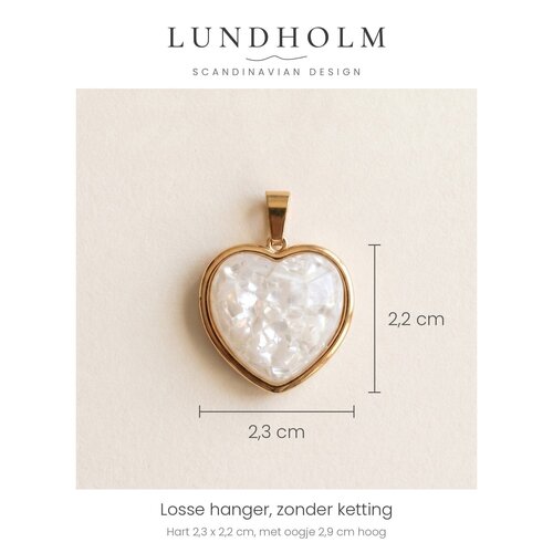 Lundholm Lundholm Beatrice Parelmoer Hanger Goudkleurig - Losse Hartvormige Hanger voor Ketting - Parelmoer Bedel - Premium Stainless Steel Gold Plated - Hypoallergeen Lundholm Lundholm Beatrice Parelmoer Hanger Goudkleurig - Losse Hartvormige Hanger voor Ketting - Parelmoer Bedel - Premium Stainless Steel Gold Plated - Hypoallergeen