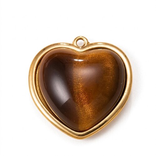 Lundholm Lundholm Beatrice Tijgeroog Hanger Goudkleurig - Losse Hartvormige Hanger voor Ketting - Natuursteen Bedel - Premium Stainless Steel Gold Plated - Hypoallergeen Lundholm Lundholm Beatrice Tijgeroog Hanger Goudkleurig - Losse Hartvormige Hanger voor Ketting - Natuursteen Bedel - Premium Stainless Steel Gold Plated - Hypoallergeen