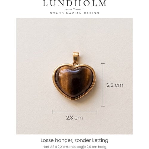 Lundholm Lundholm Beatrice Tijgeroog Hanger Goudkleurig - Losse Hartvormige Hanger voor Ketting - Natuursteen Bedel - Premium Stainless Steel Gold Plated - Hypoallergeen Lundholm Lundholm Beatrice Tijgeroog Hanger Goudkleurig - Losse Hartvormige Hanger voor Ketting - Natuursteen Bedel - Premium Stainless Steel Gold Plated - Hypoallergeen