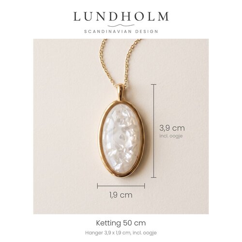 Lundholm Lundholm Beatrice Parelmoer Ketting Dames Goudkleurig - Ketting met Grote Ovale Parelmoer Hanger - Schelp Ketting - Statement Ketting - Premium Stainless Steel Gold Plated - 50 cm - Waterproof & Hypoallergeen Lundholm Lundholm Beatrice Parelmoer Ketting Dames Goudkleurig - Ketting met Grote Ovale Parelmoer Hanger - Schelp Ketting - Statement Ketting - Premium Stainless Steel Gold Plated - 50 cm - Waterproof & Hypoallergeen