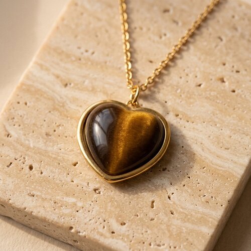 Lundholm Lundholm Beatrice Tijgeroog Hartjes Ketting Dames Goudkleurig - Ketting met Hart Hanger van Tijgeroog - Natuursteen Ketting - Premium Stainless Steel Gold Plated - 50 cm - Waterproof & Hypoallergeen Lundholm Lundholm Beatrice Tijgeroog Hartjes Ketting Dames Goudkleurig - Ketting met Hart Hanger van Tijgeroog - Natuursteen Ketting - Premium Stainless Steel Gold Plated - 50 cm - Waterproof & Hypoallergeen