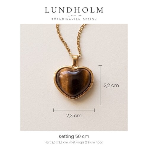Lundholm Lundholm Beatrice Tijgeroog Hartjes Ketting Dames Goudkleurig - Ketting met Hart Hanger van Tijgeroog - Natuursteen Ketting - Premium Stainless Steel Gold Plated - 50 cm - Waterproof & Hypoallergeen Lundholm Lundholm Beatrice Tijgeroog Hartjes Ketting Dames Goudkleurig - Ketting met Hart Hanger van Tijgeroog - Natuursteen Ketting - Premium Stainless Steel Gold Plated - 50 cm - Waterproof & Hypoallergeen