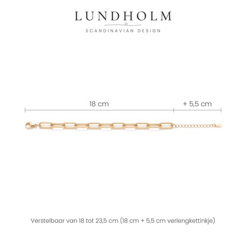 Lundholm Elaine – Paperclip Schakelarmband 18 + 5,5 cm – Goudkleurig Lundholm Elaine – Paperclip Schakelarmband 18 + 5,5 cm – Goudkleurig