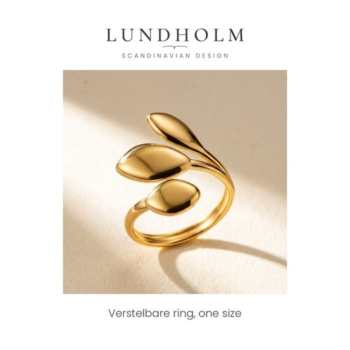 Lundholm Vilma – Verstelbare Ring met Blaadjes – Goudkleurig Lundholm Vilma – Verstelbare Ring met Blaadjes – Goudkleurig
