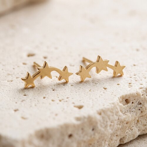 Lundholm Seraphine – Vallende Ster Oorknopjes 12 x 5 mm – Goudkleurig