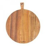 Diverse Merken Pure Teak Wood serveerplank rond met handvat 40 cm excl. handvat en 3 cm hoog