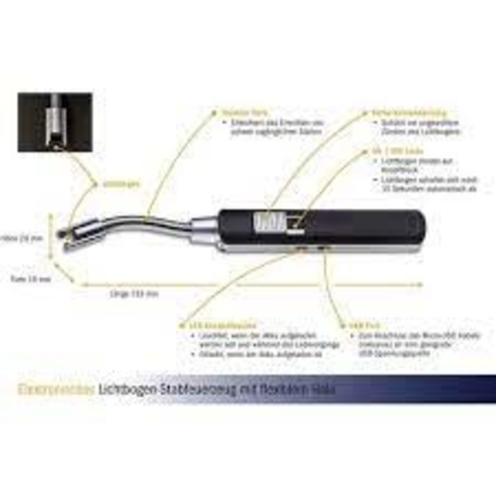 Diverse Merken USB oplaadbare Fire staafaansteker met elektrische lichtboog TFA Dostmann 98.1118.01