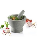 Gefu 17 cm granieten vijzel groot en klein 2 in 1 vijzel graniet Gefu Crunchy vijzel Gefu 35320