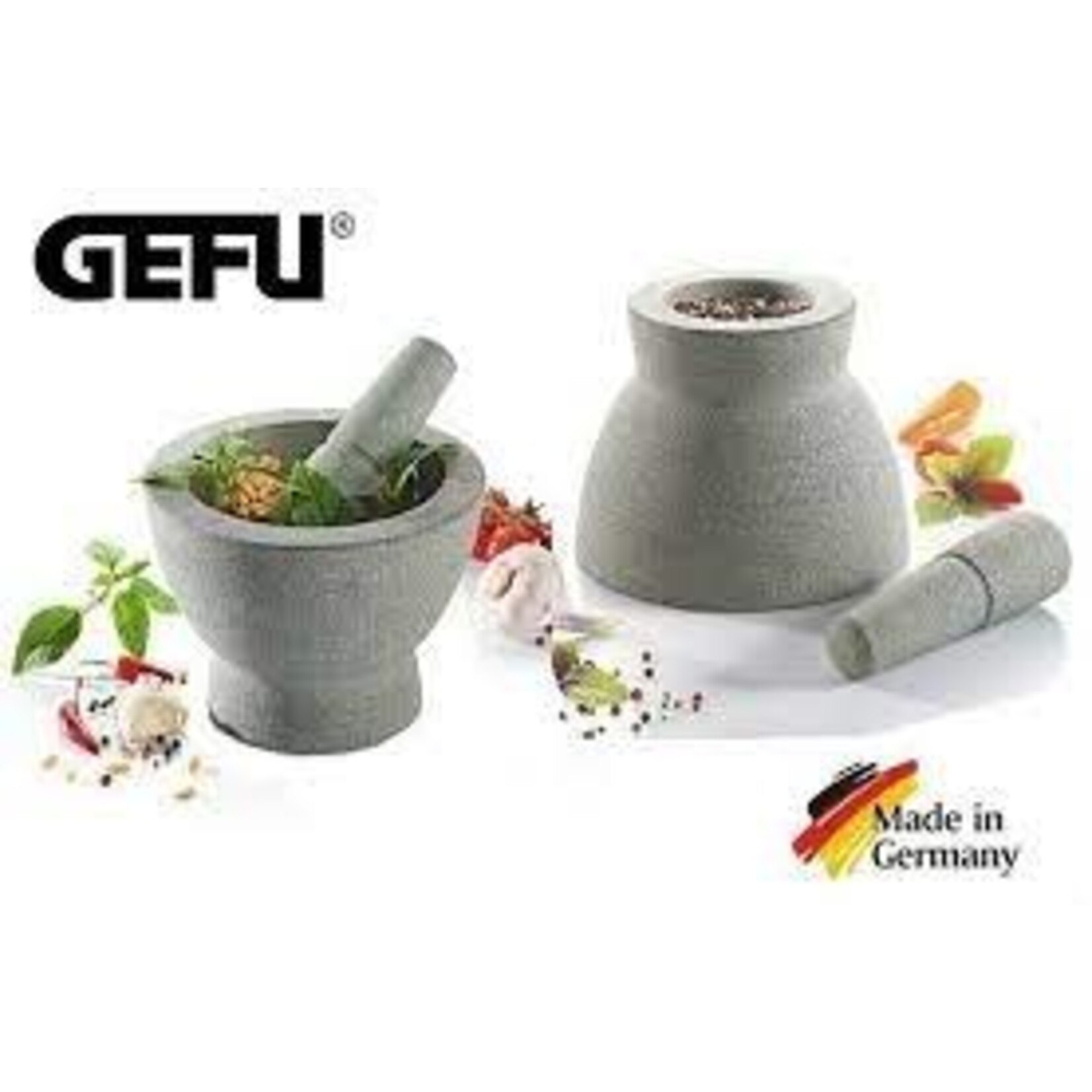 Gefu 17 cm granieten vijzel groot en klein 2 in 1 vijzel graniet Gefu Crunchy vijzel Gefu 35320