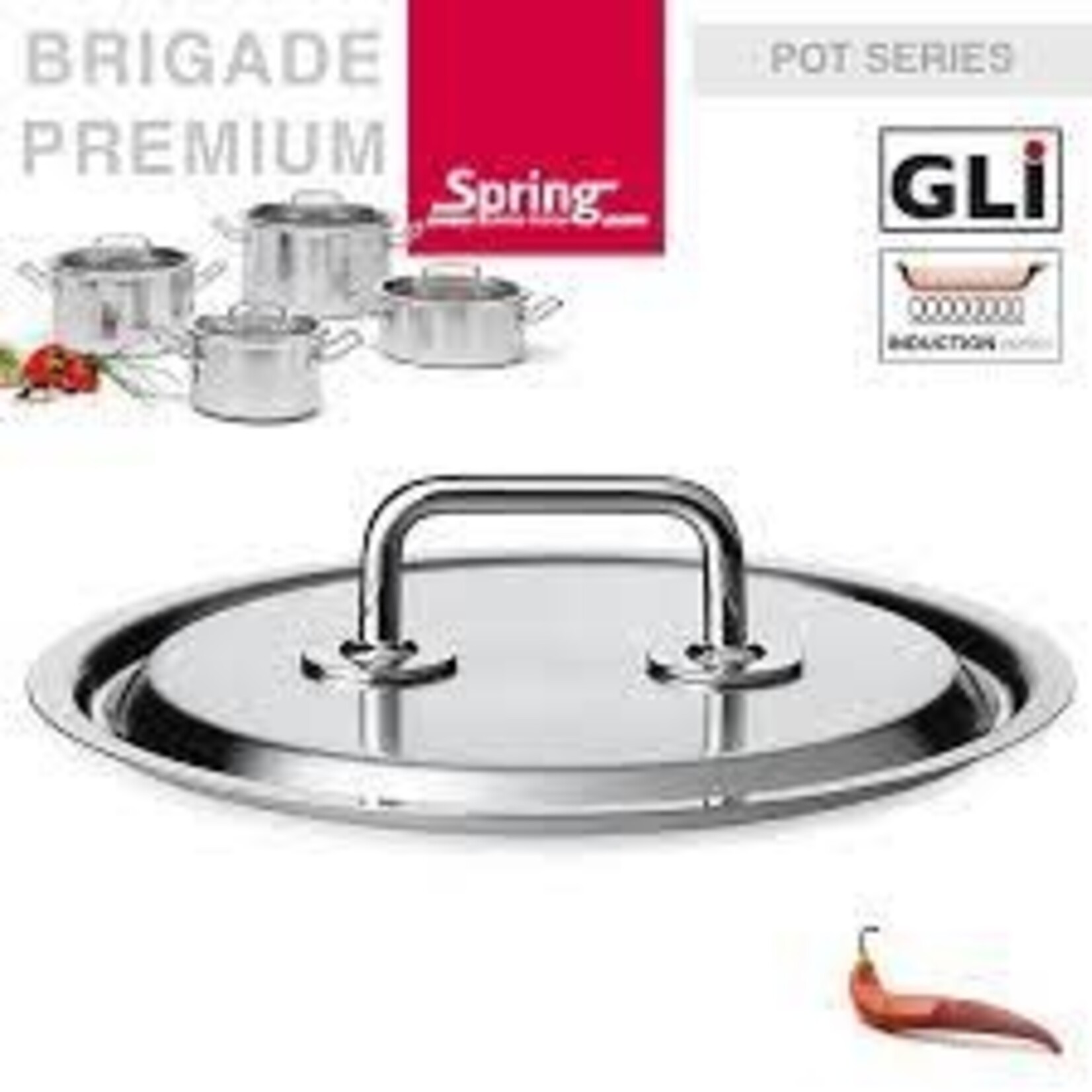 Spring Pannen en meer 16 cm rvs deksel Brigade Premium Spring Brigade deksel rvs 16 cm Spring 0415506116