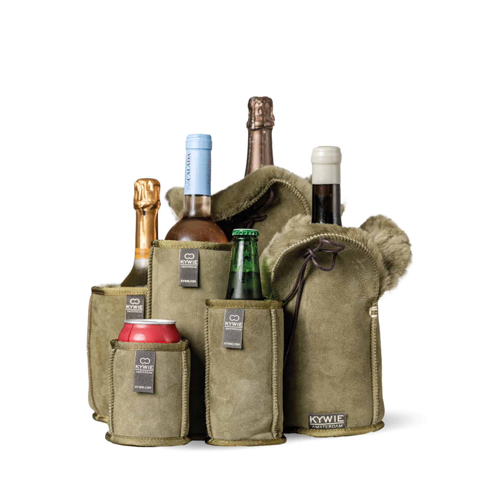 Kywie, keep it cool with wool Wijn koeler Kywie keep it cool with wool Wine Cooler Khaki Suede Kywie W55SU