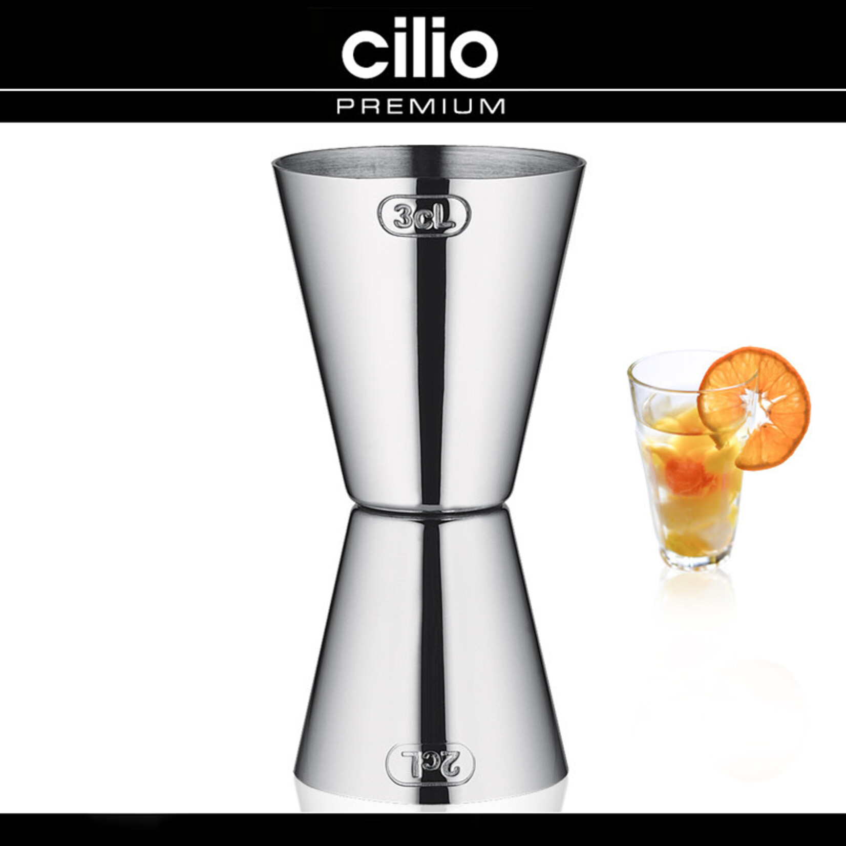 Cilio 20 en 30 ml jigger barmaat rvs Cilio barmaat jigger rvs Cilio 200232