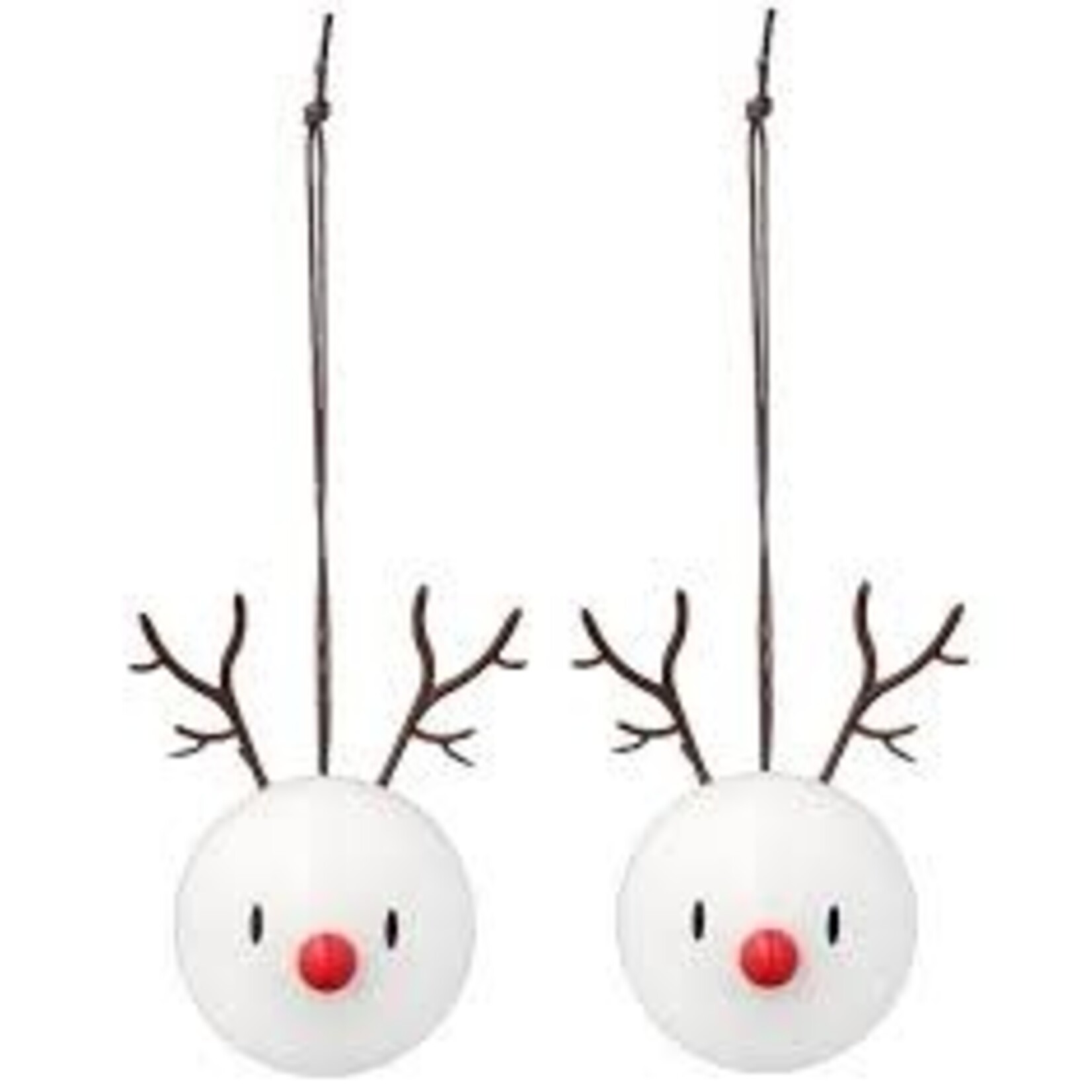 Diverse Merken 2 kerstballen Hoptimist reindeer ornament white set-2 rendier kerstballen Hoptimist 26096