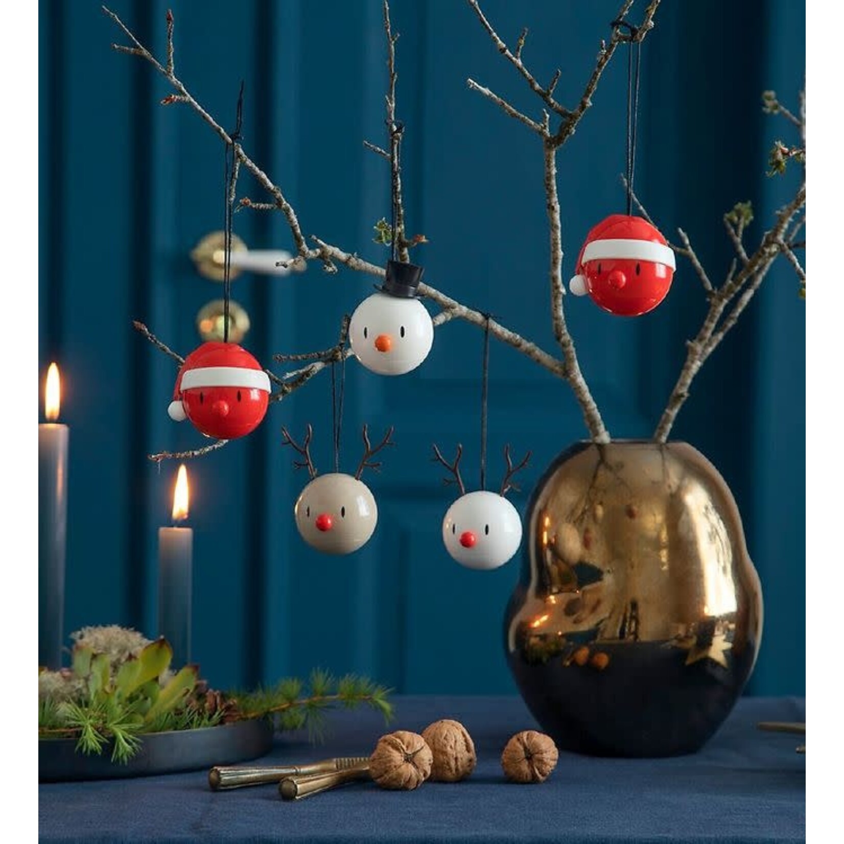 Diverse Merken 2 kerstballen Hoptimist reindeer ornament white set-2 rendier kerstballen Hoptimist 26096