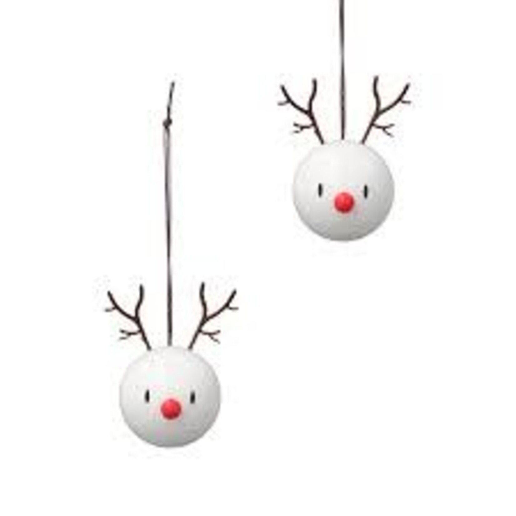 Diverse Merken 2 kerstballen Hoptimist reindeer ornament white set-2 rendier kerstballen Hoptimist 26096