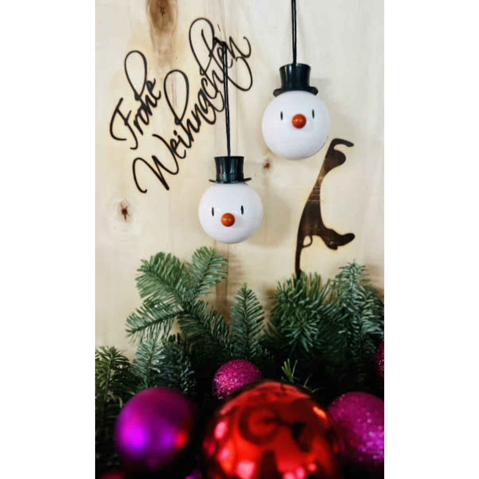 Diverse Merken 2 kerstballen Hoptimist Snowman ornament White set-2 sneeuwpop kerstballen Hoptimist 26095