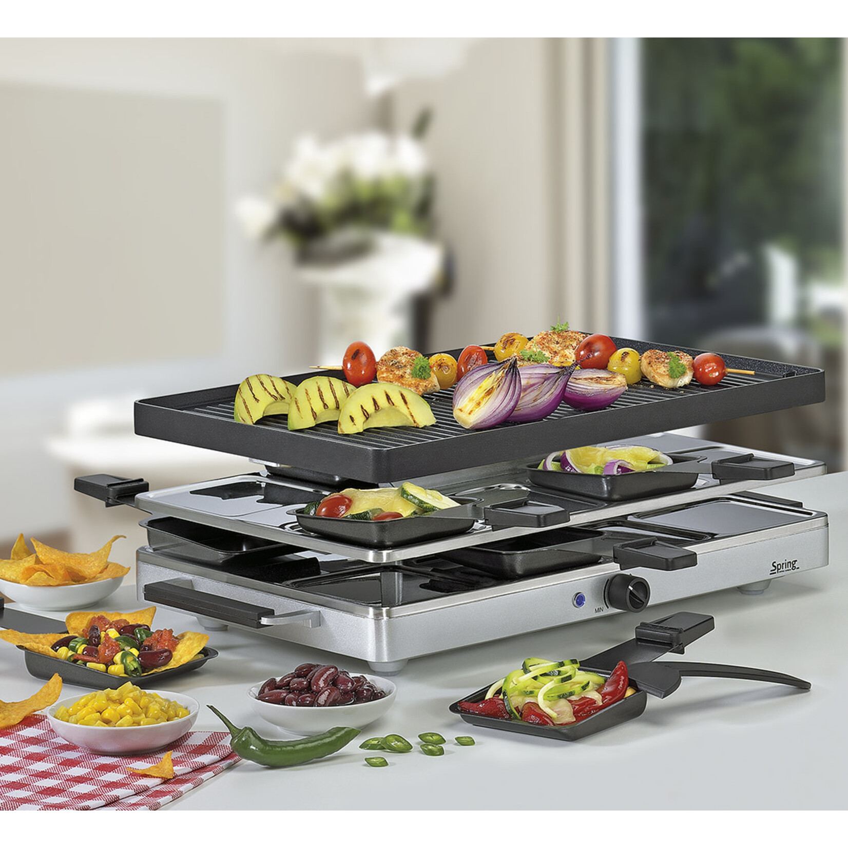 Spring Pannen en meer 8 persoons Raclette gourmet met alu dubbele plaat Spring Raclette8 Classic Spring 3267310001