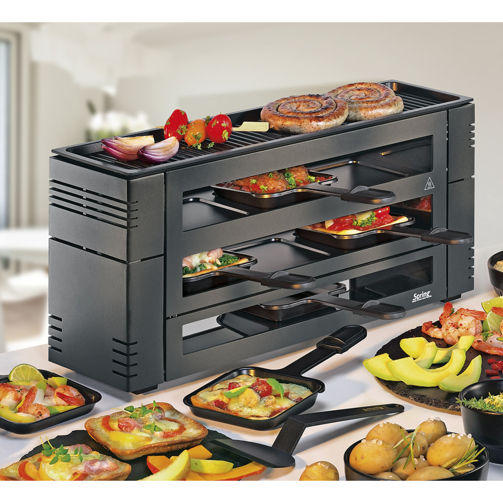 Spring Pannen en meer 6 persoons Pizza Raclette Spring  pizza Raclette6 Zwart Spring 3367710002