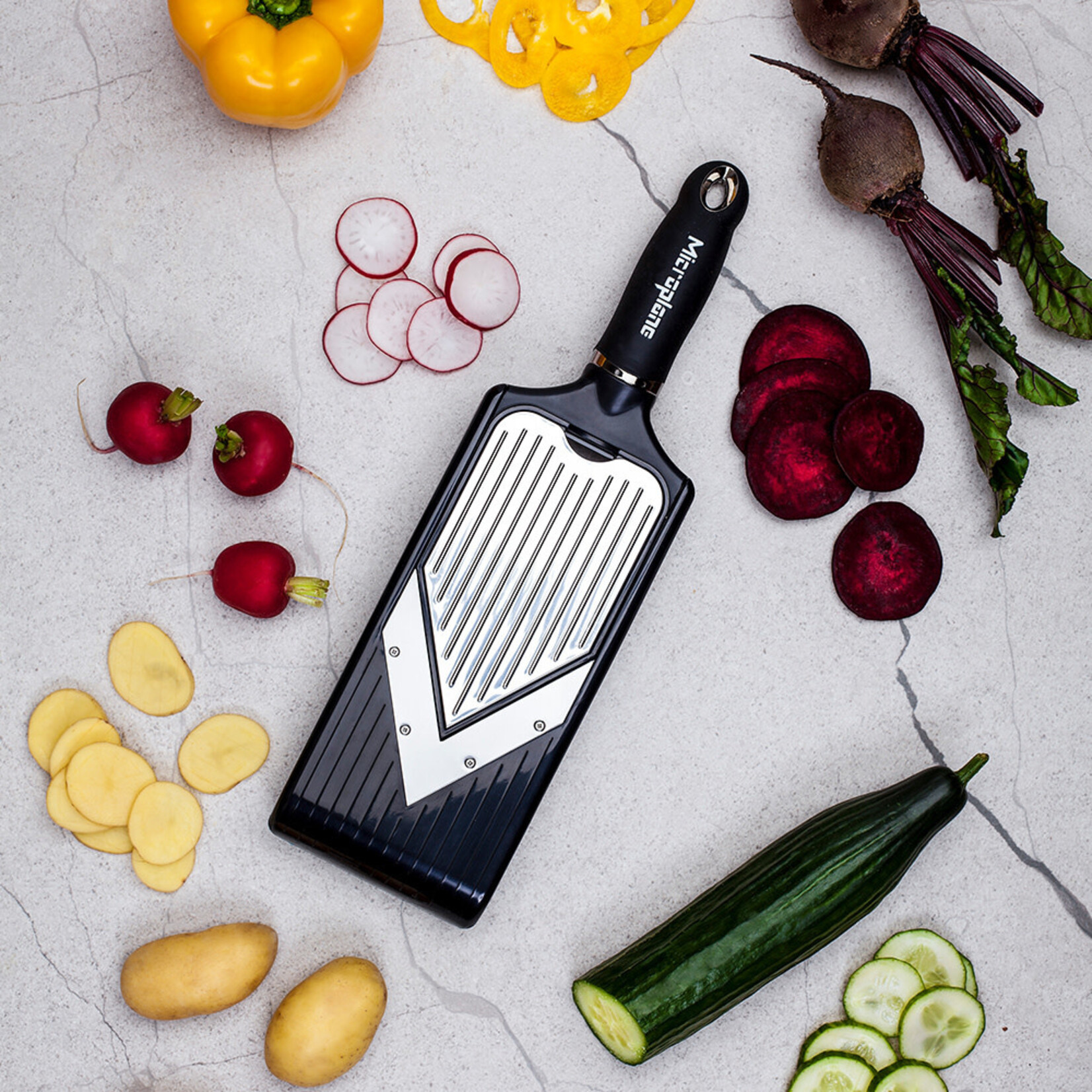 Microplane instelbare V-blade slicer Microplane Gourmet V-slicer met Julienne Microplane 48940