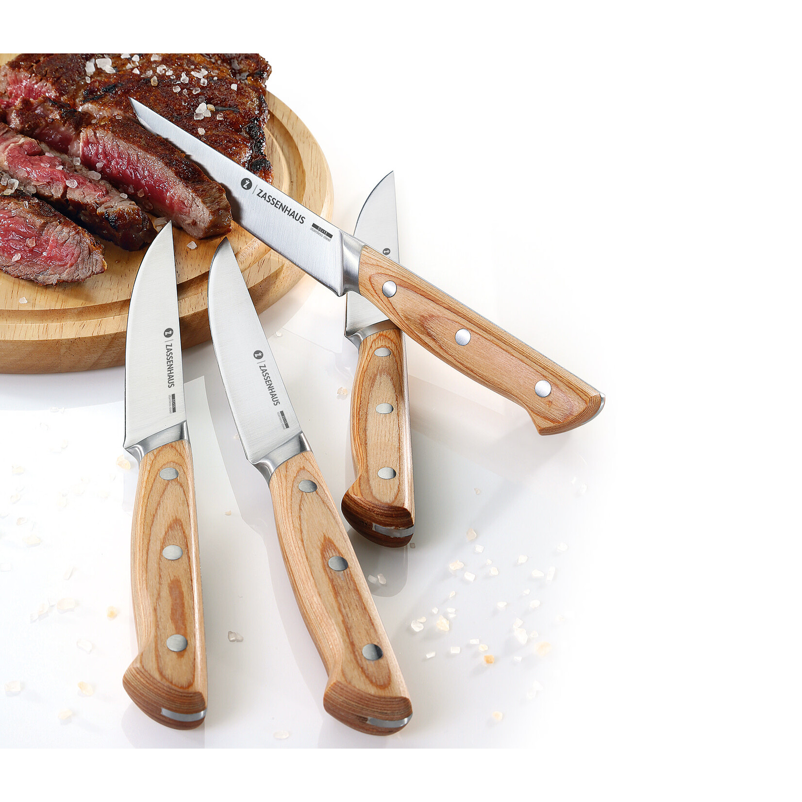 Zassenhaus set-4 steakmessen glad met houten handvat Zassenhaus 070804