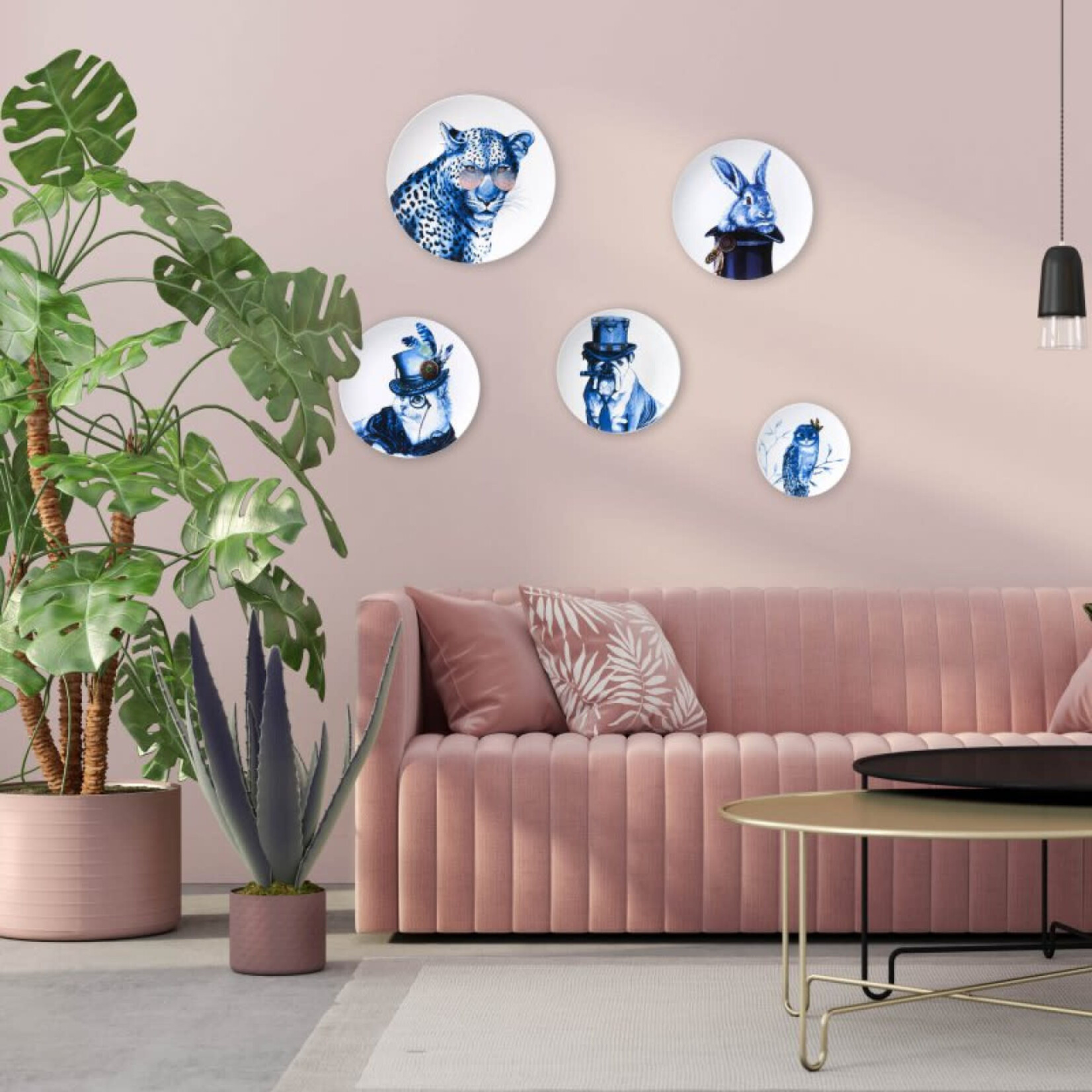 Heinen Delfts Blauw Heinen Delfts Blauw Wandbord 265 mm bord Konijn uit hoed Heinen Delfts Blauw M432