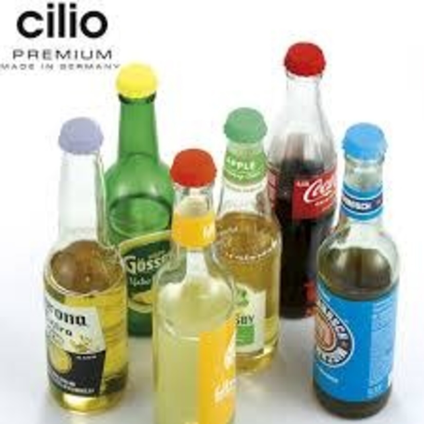 Cilio 12 siliconen kroonkurk doppen voor bier en fris fles herkenning Cilio 113044