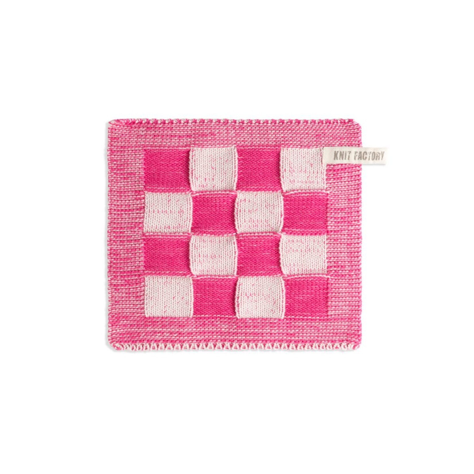 Knit Factory Pannenlap Block Ecru Fuchsia Knit Factory Pannenlap 8720791367695