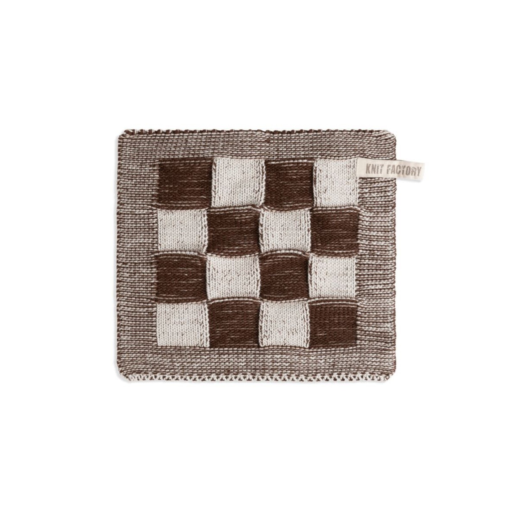 Knit Factory Pannenlap Block Ecru Chocolate Knit Factory Pannenlap 8720791367664