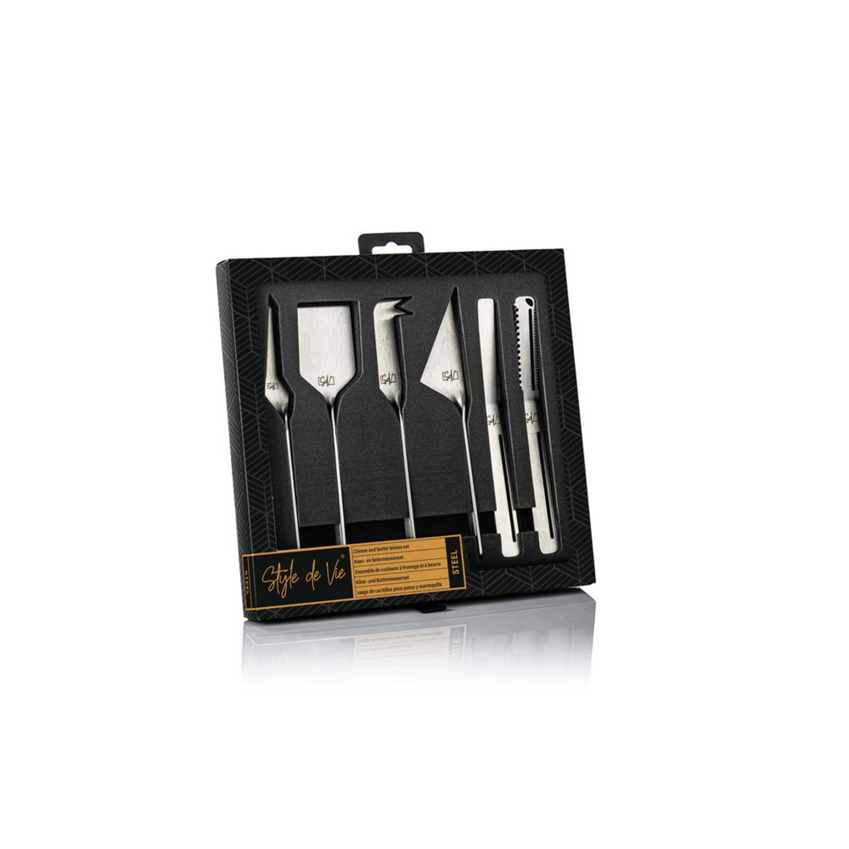 Lagiole Style de Vie 5 kaasmessen en 1 botermes mat rvs Style de Vie set-6 kaas-en botermessen