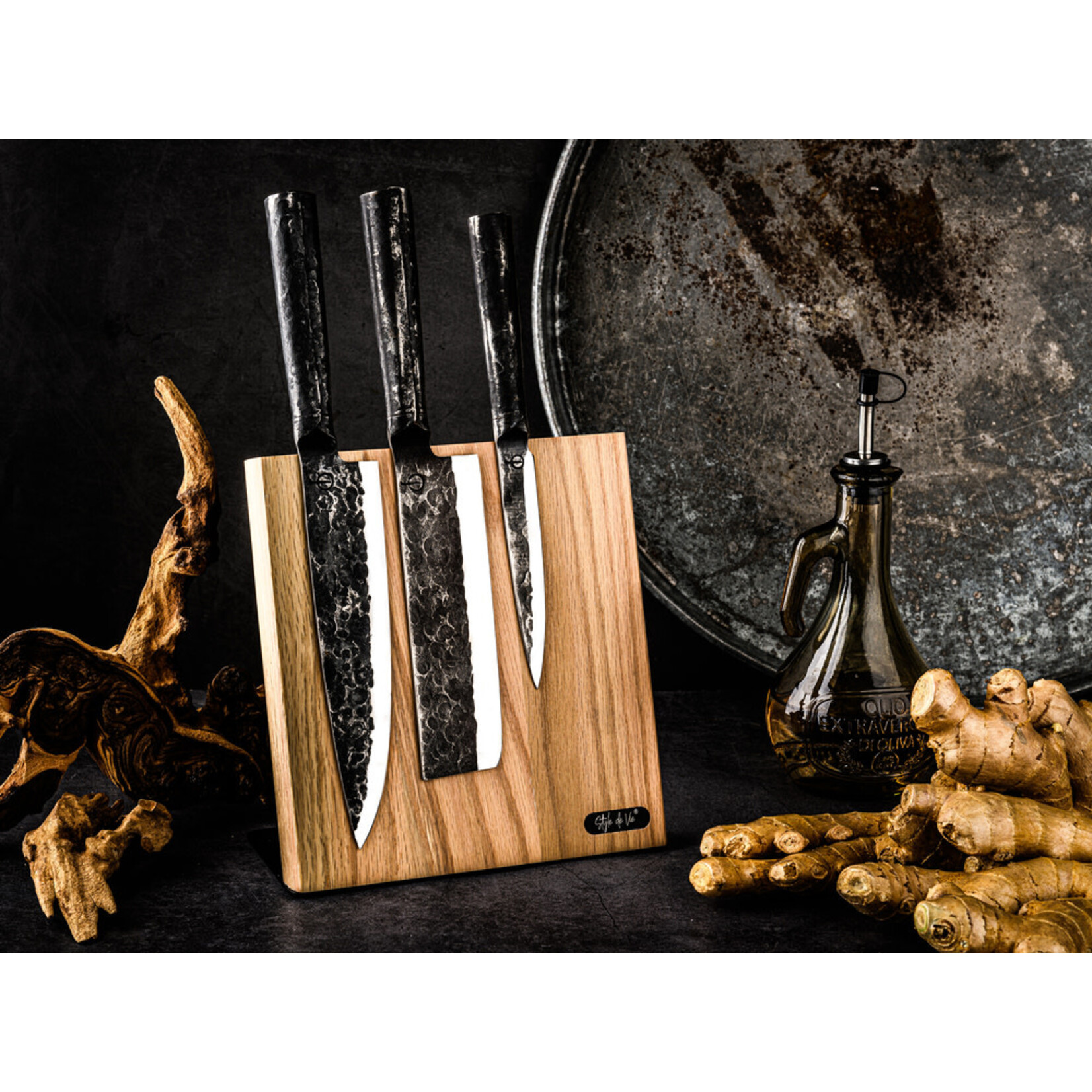 Lagiole Style de Vie Style de Vie magnetisch messenstandaard eiken met zwarte voet Style de vie MagnStanOak