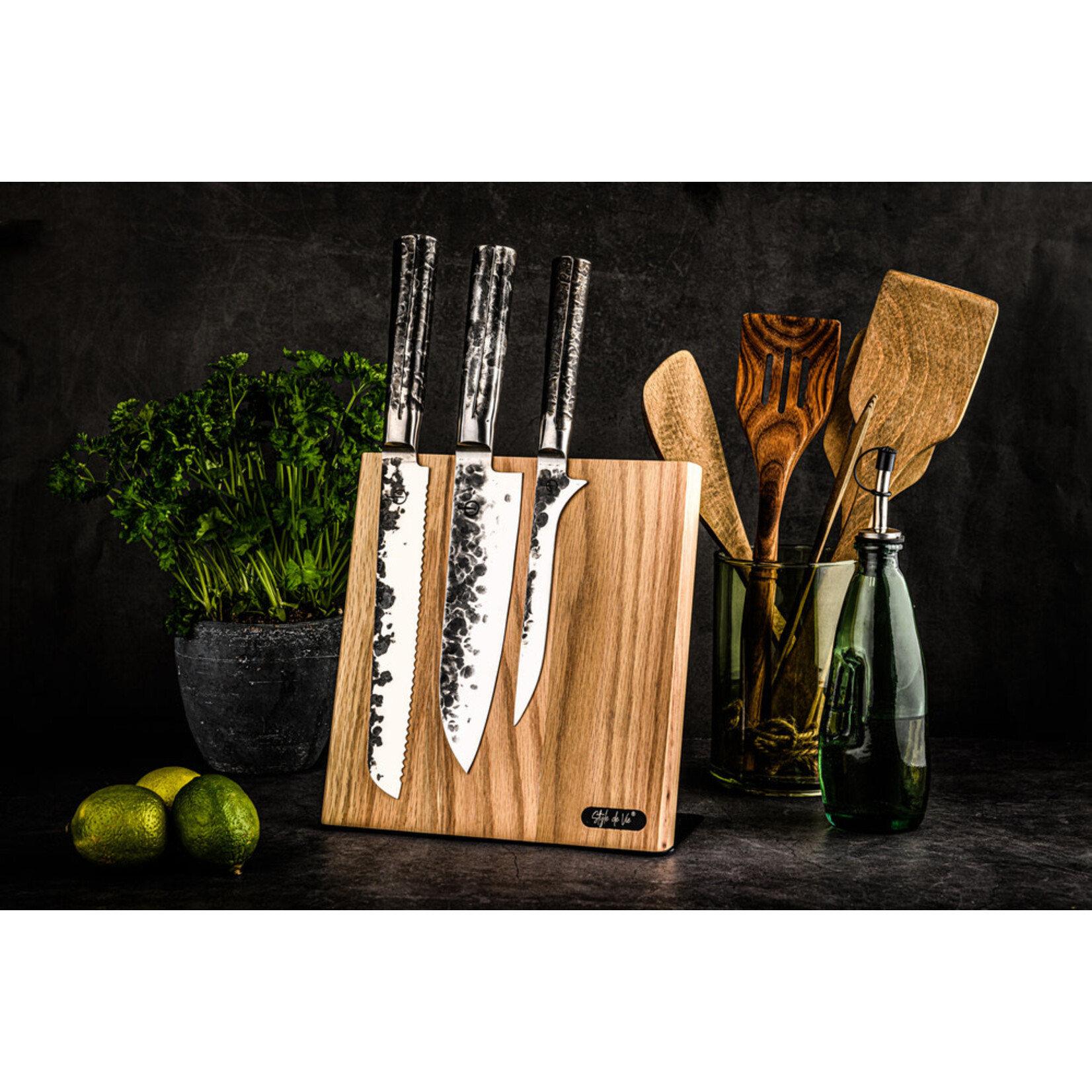 Lagiole Style de Vie Style de Vie magnetisch messenstandaard eiken met zwarte voet Style de vie MagnStanOak