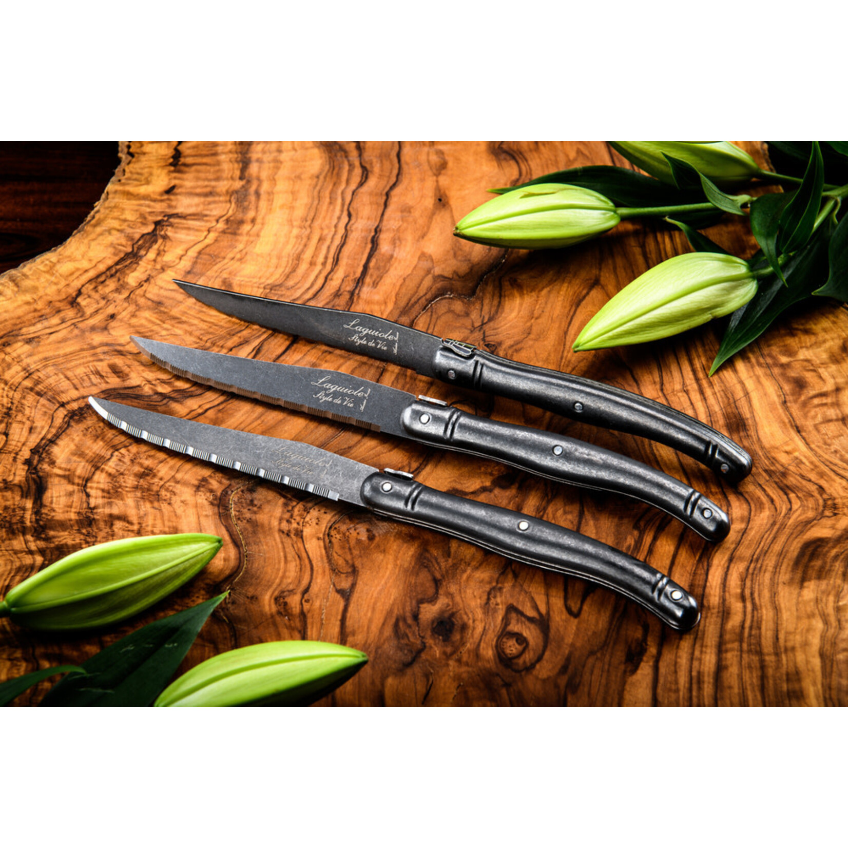 Lagiole Style de Vie set-6 Stonewash premium line steakmessen Laguiole Style de Vie steakmessen set-6 Laguiole 8718719303924