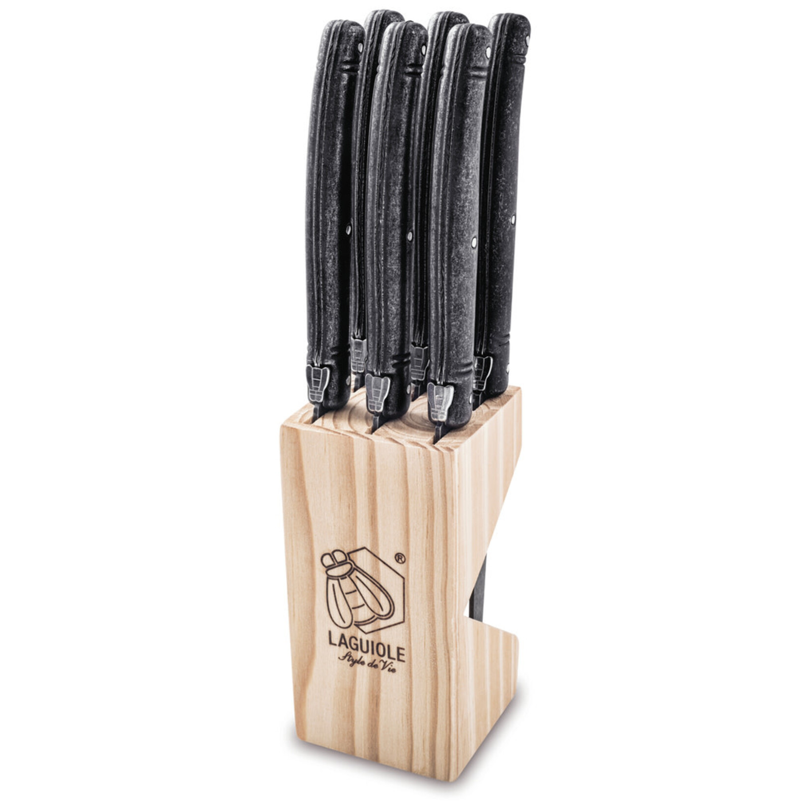 Lagiole Style de Vie set-6 Stonewash premium line steakmessen Laguiole Style de Vie steakmessen set-6 Laguiole 8718719303924