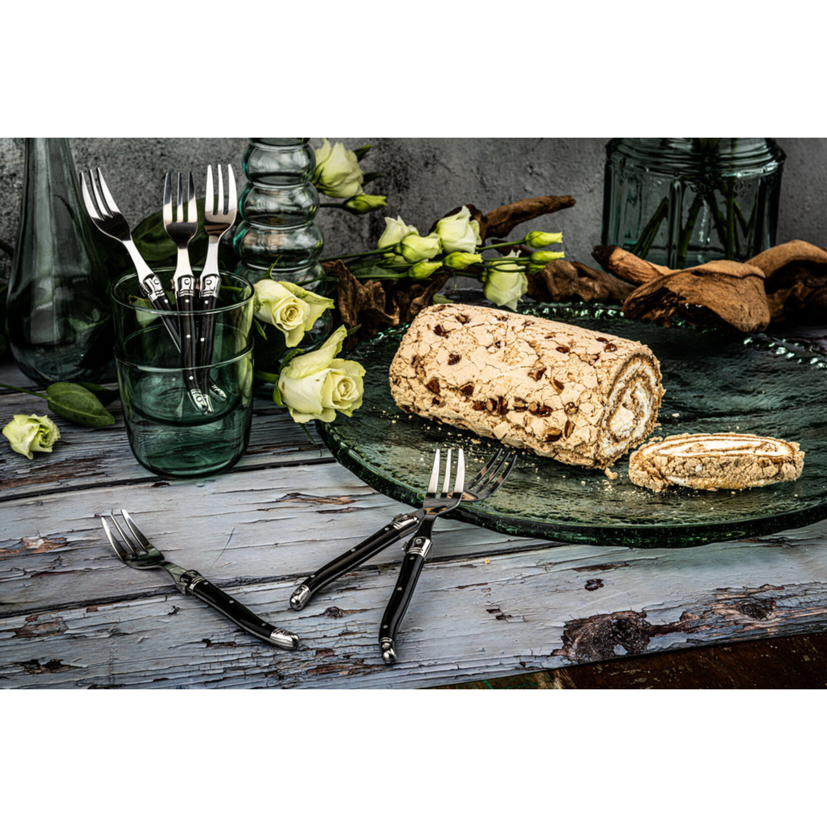 Style de Vie set-6 zwarte premium line taartvorken Laguiole Style de Vie taartvorken set-6 Laguiole 8718719301265