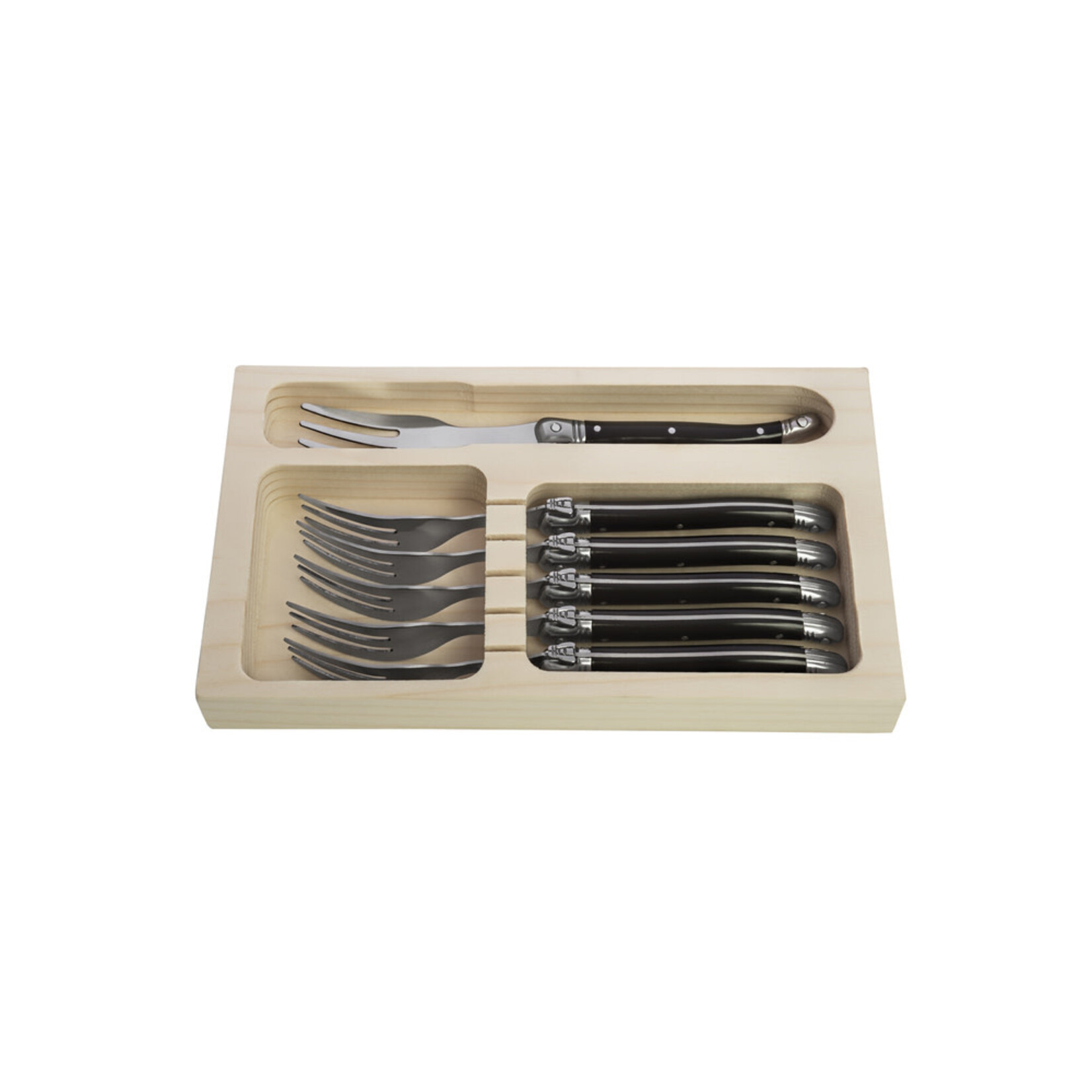 Lagiole Style de Vie set-6 zwarte premium line taartvorken Laguiole Style de Vie taartvorken set-6 Laguiole 8718719301265