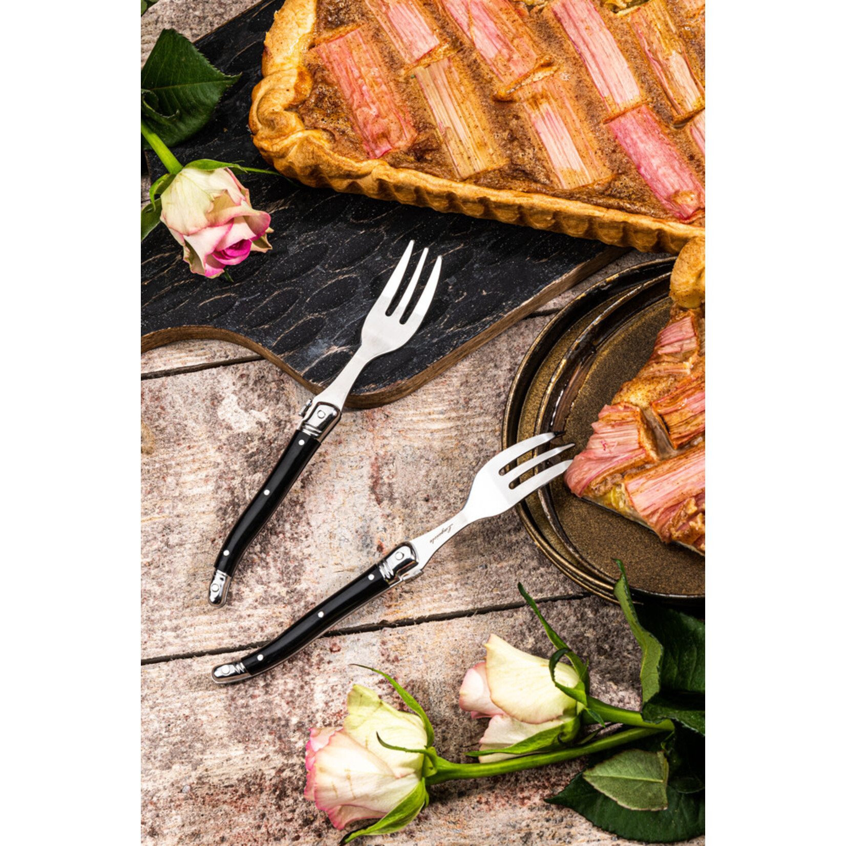 Lagiole Style de Vie set-6 zwarte premium line taartvorken Laguiole Style de Vie taartvorken set-6 Laguiole 8718719301265